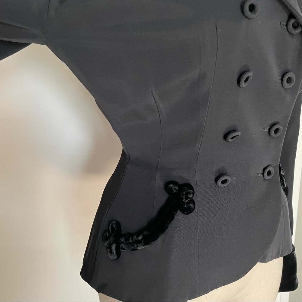 Vintage R & K black velvet trimmed double breasted blazer - Picture 3 of 10